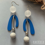 RUKIRIRIA #717 変形ブルー×シルバーピアス  大ぶりピアス 大ぶりイヤリング 