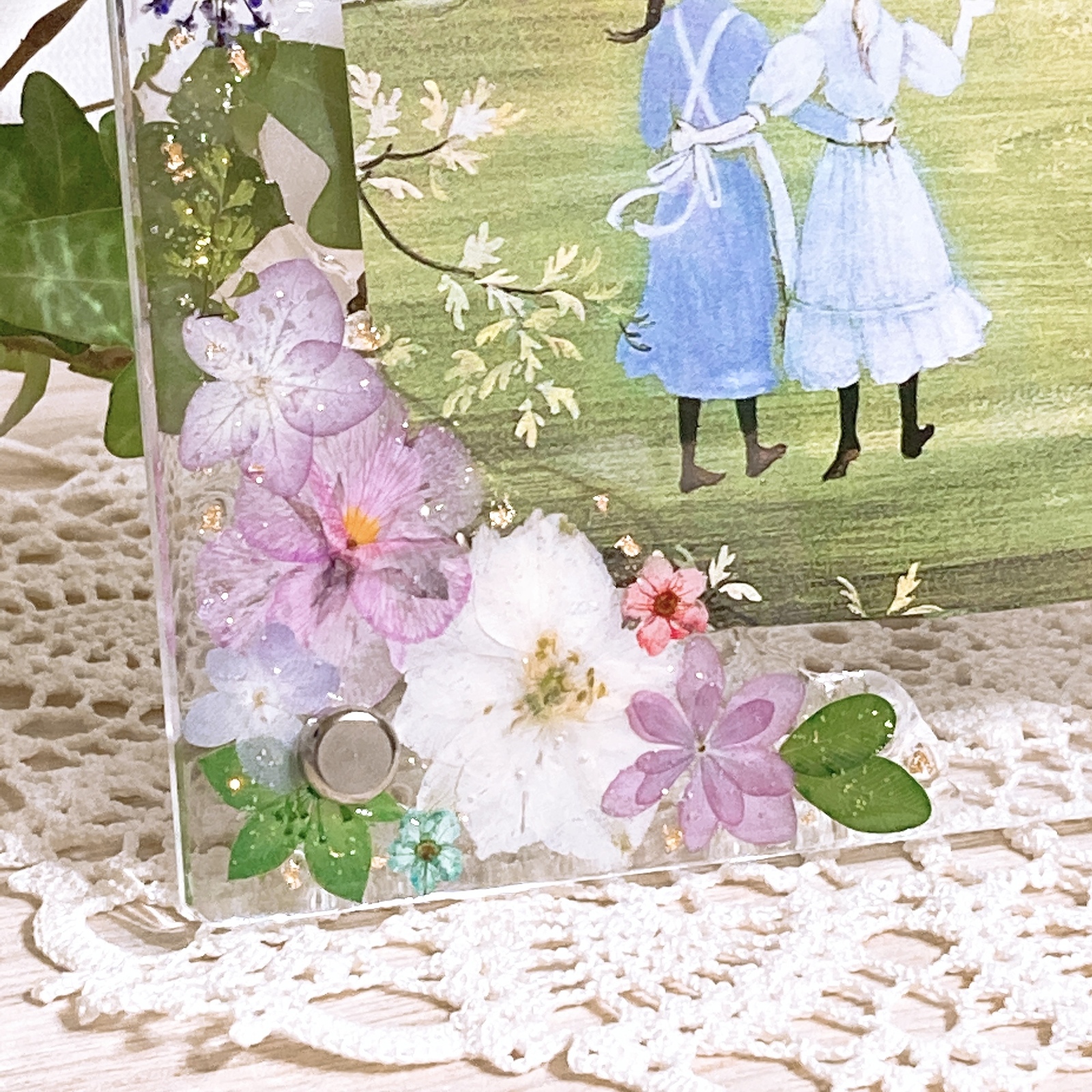 押し花アクリルフォトスタンド＊Romantic garden＊L版サイズ