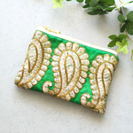 ＜インド刺繍リボンのポーチ＞インド刺繍/リボン/インドリボン/ポーチ