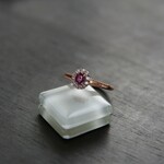 ルビー　CZフレームダブルラインリング　SILVER925　PG