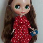 ブライス＆リカちゃんのフリルたっぷり水玉ワンピース＆バッグのセット