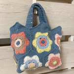 【送料無料】大きなお花のバッグ　モチーフバッグ　手編みバッグ