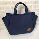 【送料無料】サイドポケット付手さげトート☆中サイズ(ネイビー)