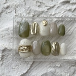 pistachio/milky white/カーキネイルチップ