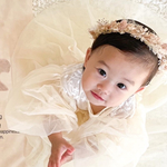 【ピンクベージュ】ドライフラワーの花かんむり　ベビー・キッズ花冠　花かんむり　はなかんむり　子供　赤ちゃん