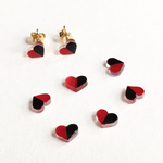 2色ハートのピアス(レッド×ブラック)(再販2)