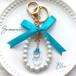 snowman＊パールキーホルダー BLUE