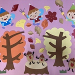 大きな壁面飾り☆キラキラ！秋の景色に☆落ち葉どんぐりもみじ幼稚園保育園施設病院