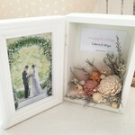 名入れ☆フラワーフォトフレームボックス☆ナチュラルピンク　　結婚祝い　出産祝い　母の日