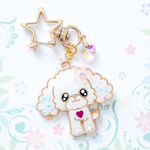 トイプードル  レジン 犬 キーホルダー ( ホワイト ）