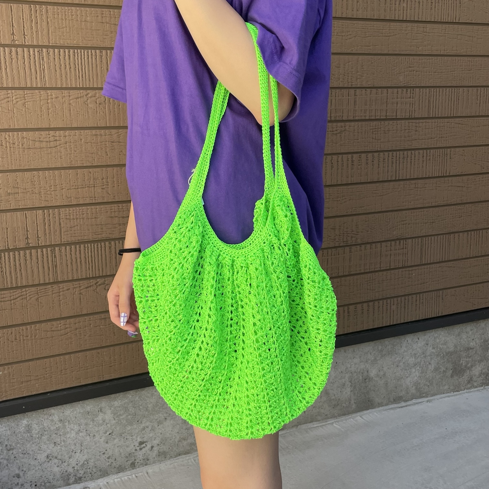 ネオングリーンのかぎ針編みバッグ☆ - monkan's GALLERY | minne