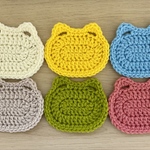 アクリルたわし　6枚セット　エコたわし　コースター　ガーランド　ドイリー　猫　ネコ　ねこ　アクリルタワシ　エコタワシ