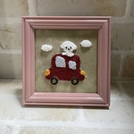 【送料無料】刺繍　フレーム　インテリア　トイプードル　ドライブ　車