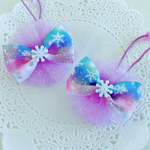 雪の結晶❄️キラキラ　チュールリボン🎀お揃い♡キッズヘアゴム ♡2個セット