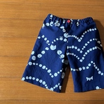 子供　浴衣地ハーフパンツ　tsumori chisato　紺白ネコ　120〈受注製作〉