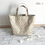 ラミネート　トートバッグ　モロッカン柄(モカベージュ)