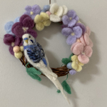 ※専用ページです※tsumugu-m様ご依頼のセキセイインコちゃんのリースです。羊毛フェルト♪