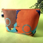 カラフルアフロガール柄 化粧ポーチ マスク入れ など プチギフト  マチ付き 可愛い ファスナーポーチ