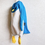 ペンギン＋巾着＝ペンギン着 Lサイズ■小さいお子さんの上履き入れサイズ！リュックにもなります！！ 巾着ポーチ ペンギンポーチ ペンギン巾着