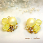 再販マットパールのカラフルキャンディピアス★イエロー
