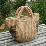 麻ひもバッグ　マルチカラーのボーダー
