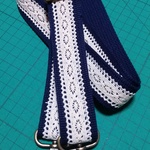 ショルダー紐☆ハンドメイド☆ネイビー×生成り☆３㎝幅