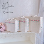  〜Panier de coffre ajoure〜パニエ・ド・コフレ・アジュール・透かし模様のトランクバスケット【ホワイト×パステルピンク】Sサイズ
