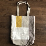 リネンパッチワーク✱くったりラフなトートバッグ【ブルーとマスタード】