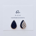 pierce・earring   ビーズ刺繍 black×beige