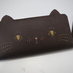 SALE★30%off　茶猫（サフィアーノ調）　ロングウォレット　ぺたんこ長財布　
