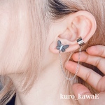 蝶のチェーンピアスII / 病みかわいい ゴシック メンヘラ 量産型 軟骨 イヤリング イヤーカフ メンズ シルバー 樹脂 アレルギー ブランド 病みかわ プレゼント 14G ターコイズ 蝶々