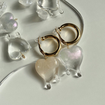 浴衣♡水着 とろけるハート の フープピアス イヤリング クリア 個性的 オーロラ シャボン玉 