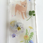柴犬と押し花のiPhone6ケース