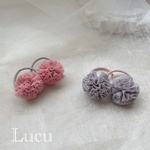 Big ponpon tie~ビッグ　ポンポン　ヘアゴム　くすみカラー　ベビーヘアゴム　キッズヘアゴム　キッズアクセサリー