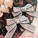 ピンクとブラックのダブルリボン♡ヘアクリップ ヘアゴム ＊Sweet double ribbon＊