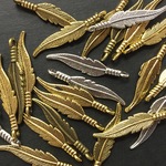 =10個=ゴールド 羽 アクセサリー ネックレス チャーム パーツ