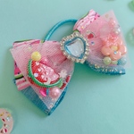 SALE♡ すいか♡ Summer ポニー用　チュールリボン♡ ハンドメイド　リボン　ヘアゴム