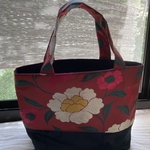 トートバッグ 帯リメイク 小さめ　アンティーク帯　刺繍　花柄