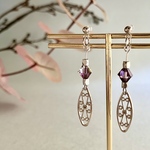 パープルｘシルバー　＊スワロフスキー　　Minette☆ SW030  ＊ ピアス 変更無料 ＊
