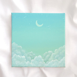 アクリル画 雲と月