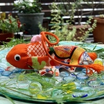 夏の風物詩　艶やか赤金魚のちりめん細工　縁起もの　匂い袋　開運　玄関飾りに最適