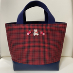 1名様限定♡ファミリア風トートバッグ♡赤チェック♡ワッペン付き