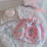 オーロラとお星様のゆめかわいいファンシー巾着