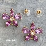 2個 ビジュー フラワー ピアス