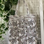 (sale)89-4.夏糸の花モチーフ（4枚花びら）かごバッグ
