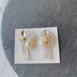  [クリックポスト無料]淡水パールビジュー編み込みピアス orイヤリング ウェディングピアス 結婚式 前撮り ブライダル