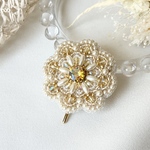 ビーズ刺繍ポニーフック(lace/ライトトパーズ）