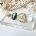 ビーズ刺繍ヘアクリップ (whim/ライトブルー）