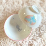ウサギがごちそうさま♪って出てくるお茶碗　女の子のお茶碗　可愛いお茶碗　ピンクで可愛い　うさぎのお茶碗