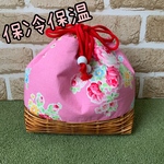 洗える　保冷保温　お弁当袋　花かごみたいなバラ　ピンク